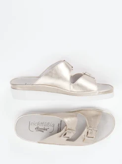 Semler – Komfort-Pantolette aus Metallicleder gold