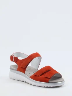 Semler – Komfortsandale aus Veloursleder orange