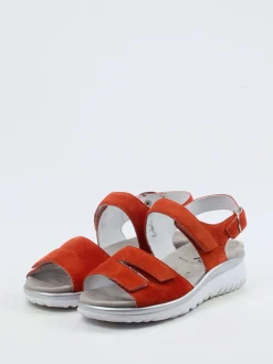 Semler – Komfortsandale aus Veloursleder orange