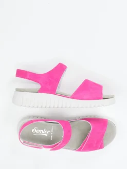 Semler – Komfortsandale aus Veloursleder pink