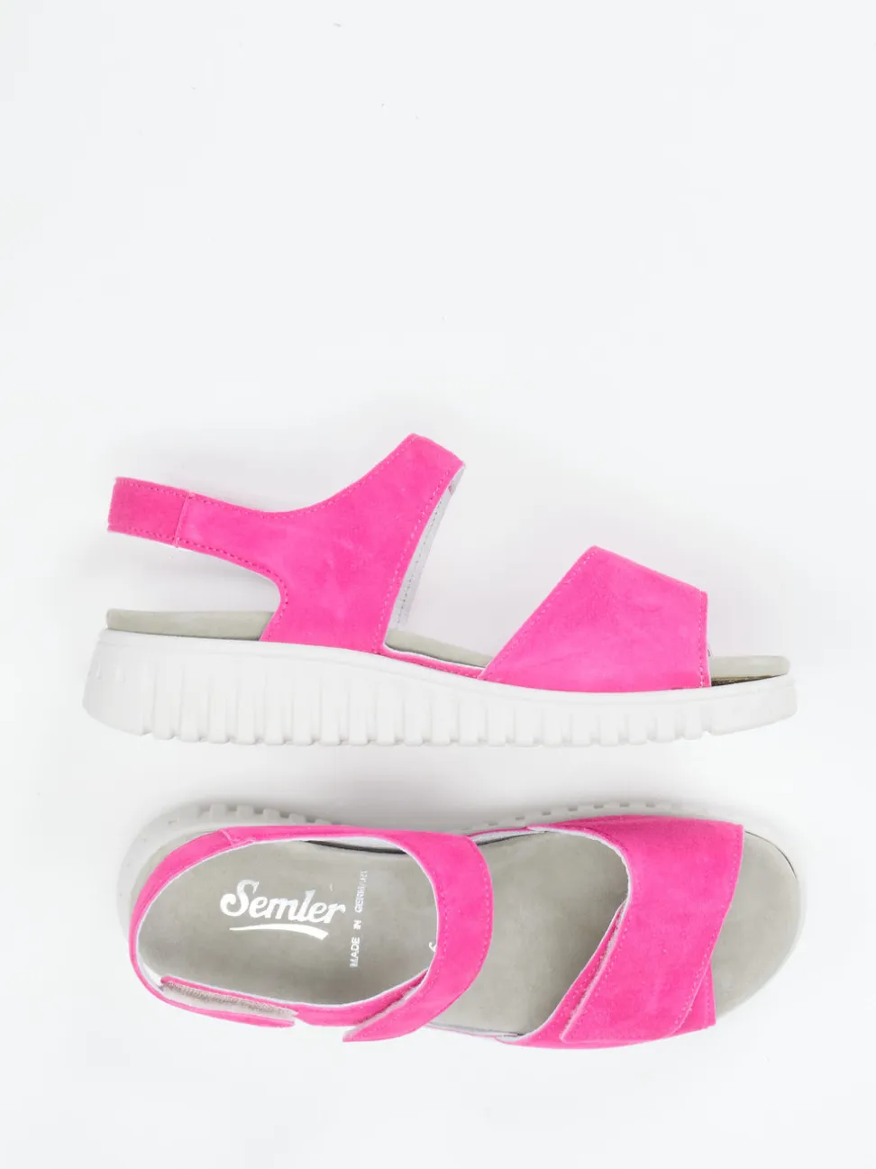 Semler – Komfortsandale aus Veloursleder pink