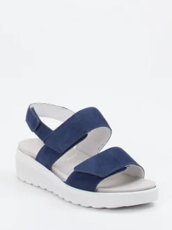 Semler – Komfortsandale aus Veloursleder marineblau