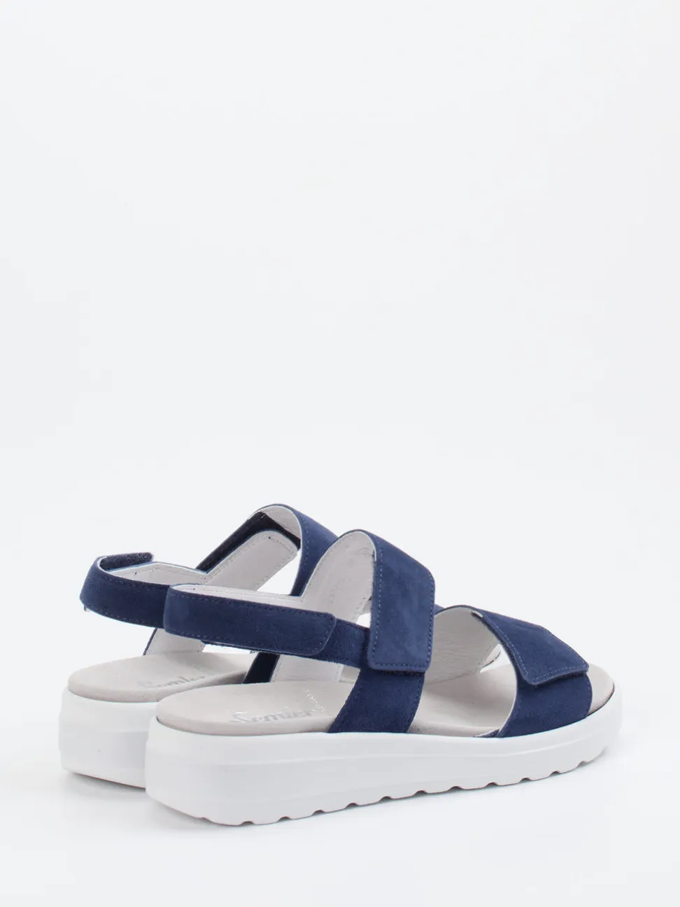 Semler – Komfortsandale aus Veloursleder marineblau