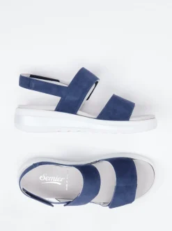 Semler – Komfortsandale aus Veloursleder marineblau