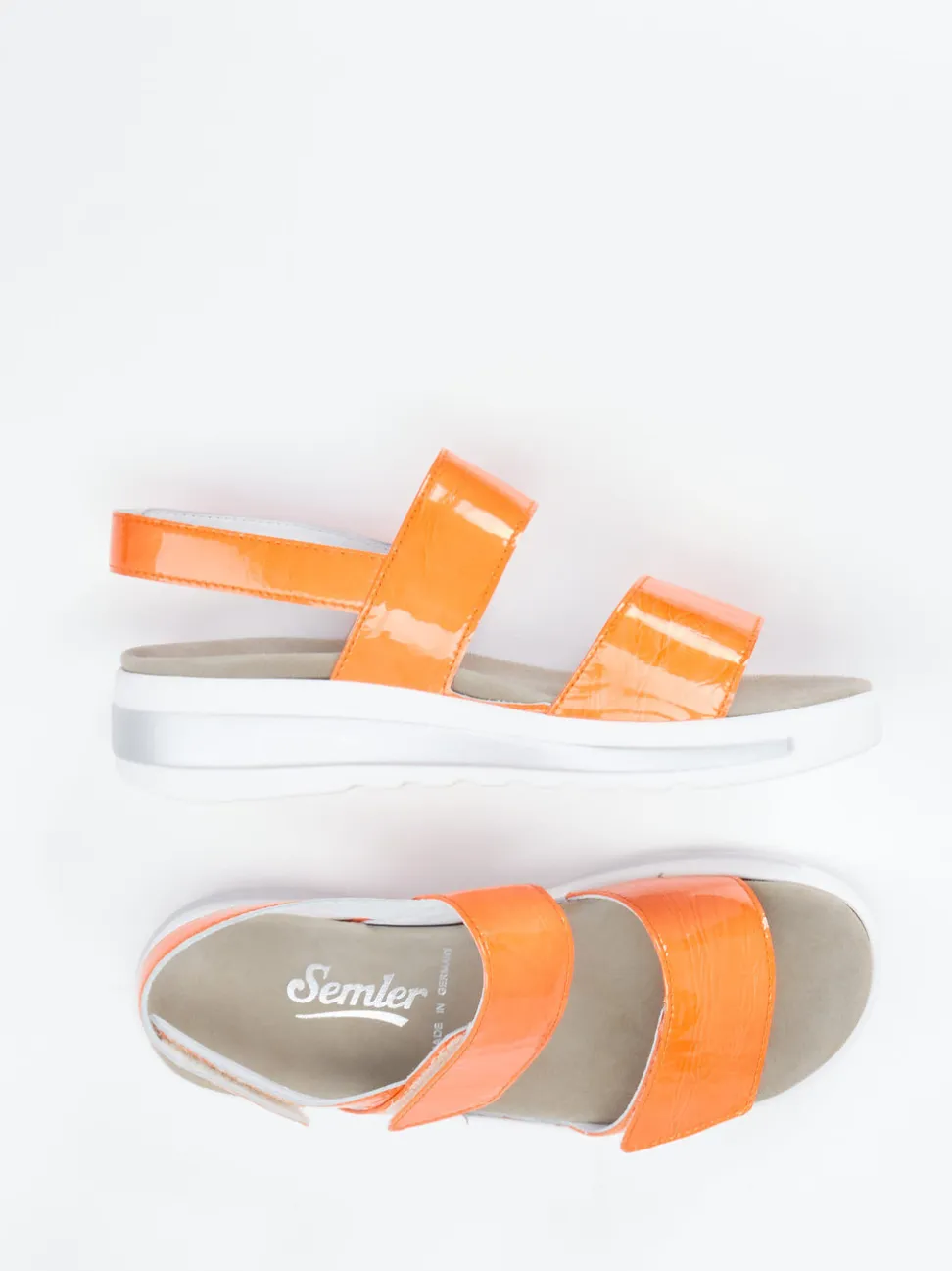 Semler – Komfortsandale aus Lackleder Orange