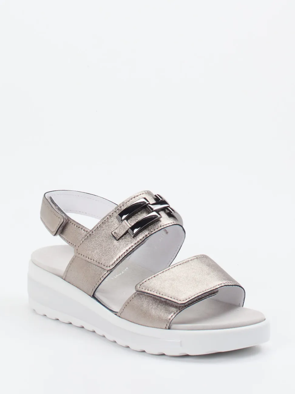 Semler – Komfortsandale aus Kalbleder Metallic-Taupe