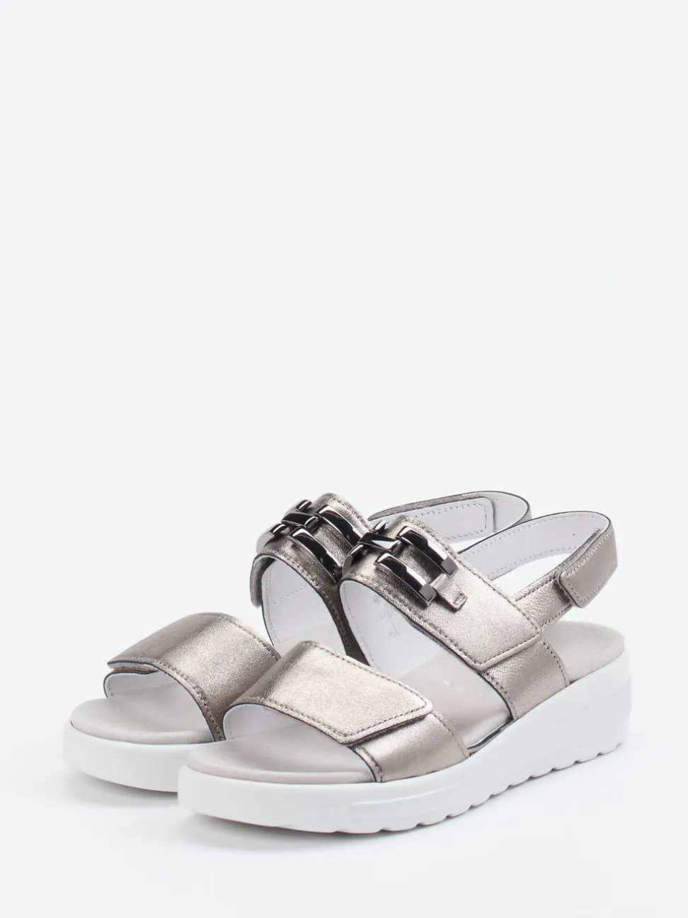 Semler – Komfortsandale aus Kalbleder Metallic-Taupe