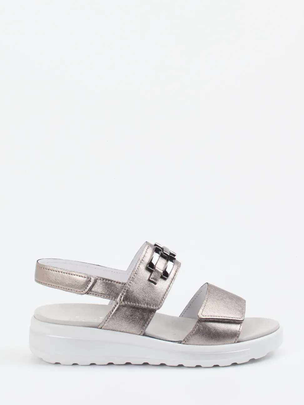 Semler – Komfortsandale aus Kalbleder Metallic-Taupe