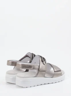 Semler – Komfortsandale aus Kalbleder Metallic-Taupe