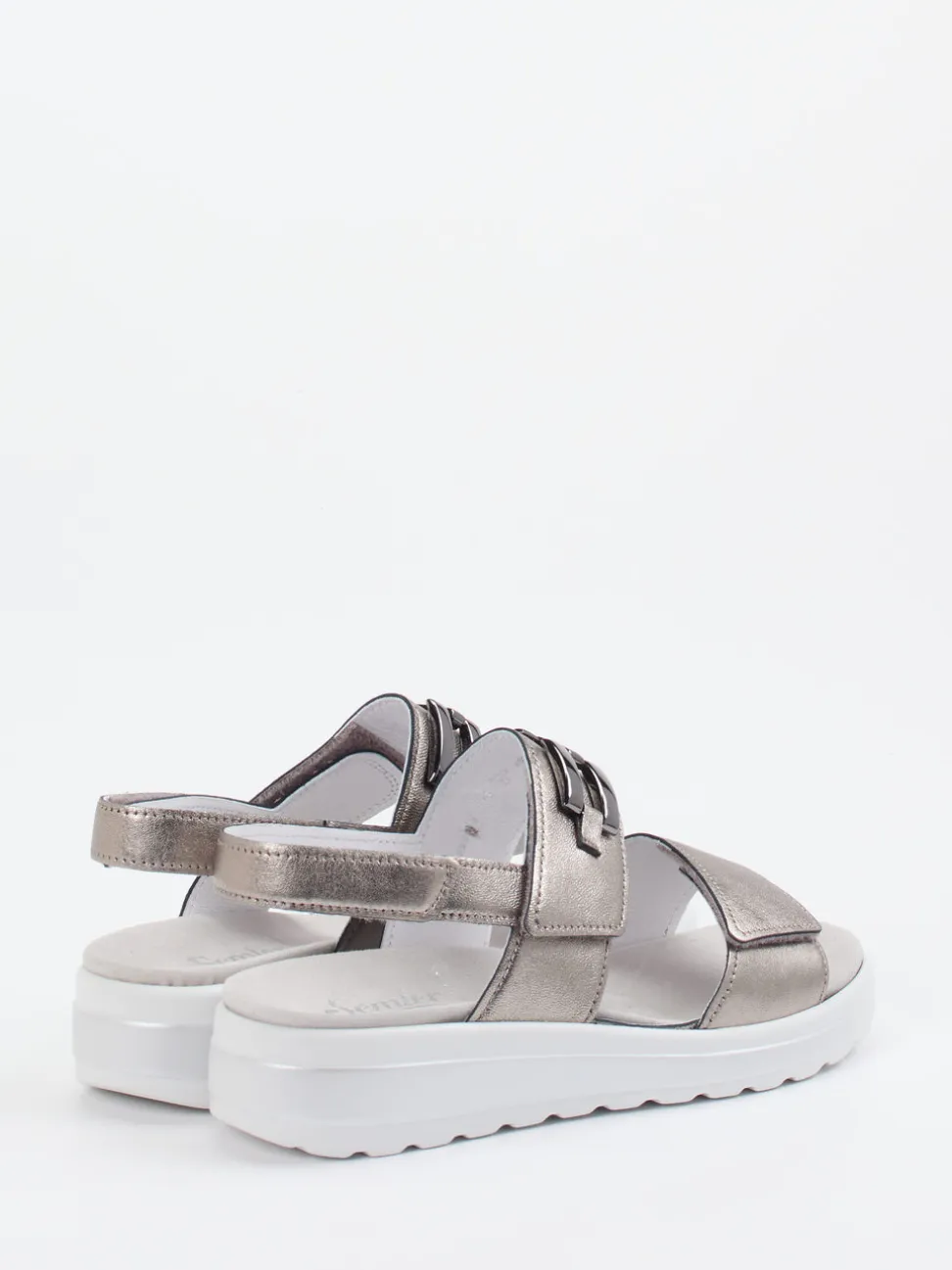 Semler – Komfortsandale aus Kalbleder Metallic-Taupe