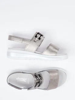 Semler – Komfortsandale aus Kalbleder Metallic-Taupe