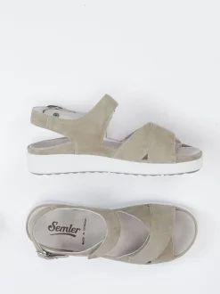 Semler – Komfortsandale aus Veloursleder sandfarben