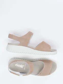 Semler – Komfortsandale aus Veloursleder beige