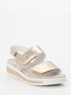Semler – Komfortsandale aus Metallicleder Gold