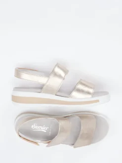 Semler – Komfortsandale aus Metallicleder Gold