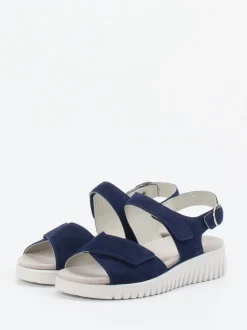 Semler – Komfortsandalen aus Veloursleder marineblau