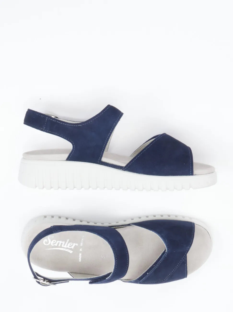 Semler – Komfortsandalen aus Veloursleder marineblau