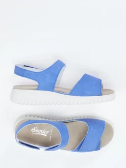 Semler – Komfortsandalen aus Veloursleder blau