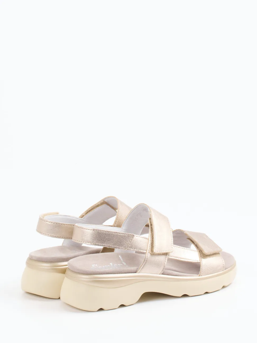 Semler – Komfort-Sandalen aus Metallic-Leder Beige