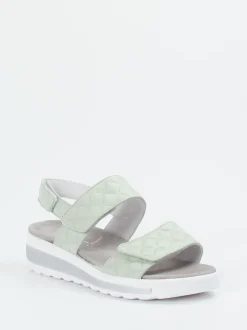 Semler – Komfort-Sandalen aus geprägtem Leder salbeigrün