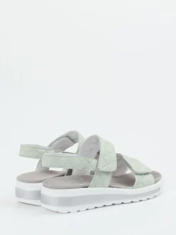 Semler – Komfort-Sandalen aus geprägtem Leder salbeigrün
