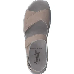 Semler – Komfortsandalen aus Veloursleder beige