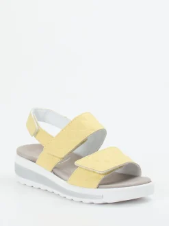 Semler – Komfortsandalen aus geprägtem Leder gelb