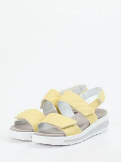 Semler – Komfortsandalen aus geprägtem Leder gelb