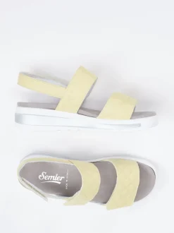 Semler – Komfortsandalen aus geprägtem Leder gelb