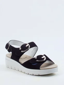 Semler – Komfort-Sandalen aus Veloursleder Dunkelblau