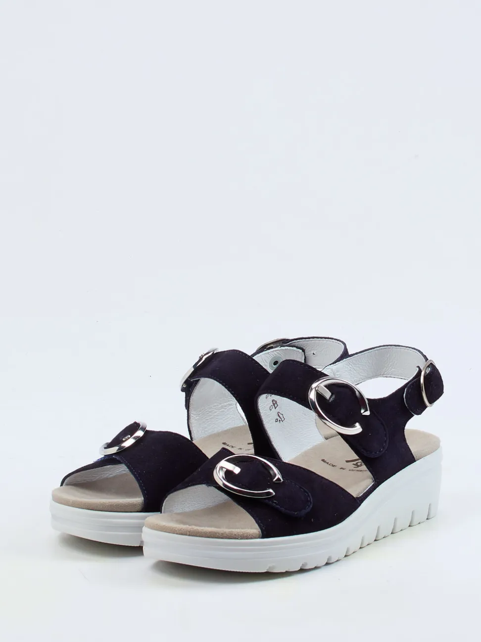 Semler – Komfort-Sandalen aus Veloursleder Dunkelblau
