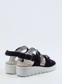 Semler – Komfort-Sandalen aus Veloursleder Dunkelblau