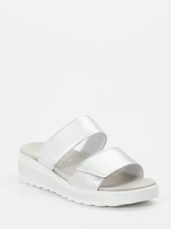 Semler – Komfort-Sandalen aus Metallicleder silberfarben