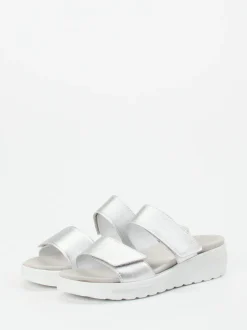 Semler – Komfort-Sandalen aus Metallicleder silberfarben