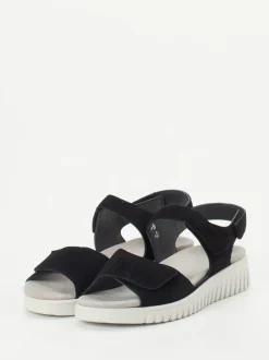 Semler – Komfortsandalen aus Veloursleder schwarz