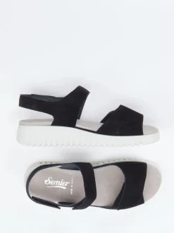 Semler – Komfortsandalen aus Veloursleder schwarz