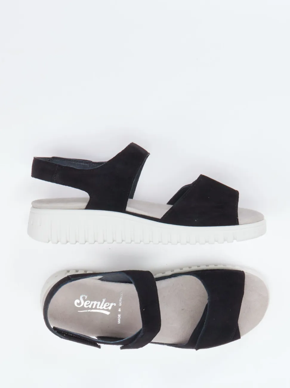 Semler – Komfortsandalen aus Veloursleder schwarz