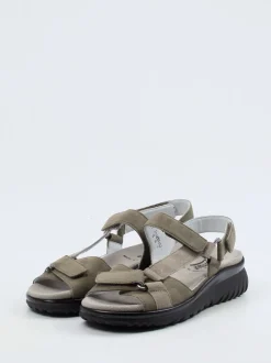 Semler – Komfortsandalen aus Veloursleder olivgrau