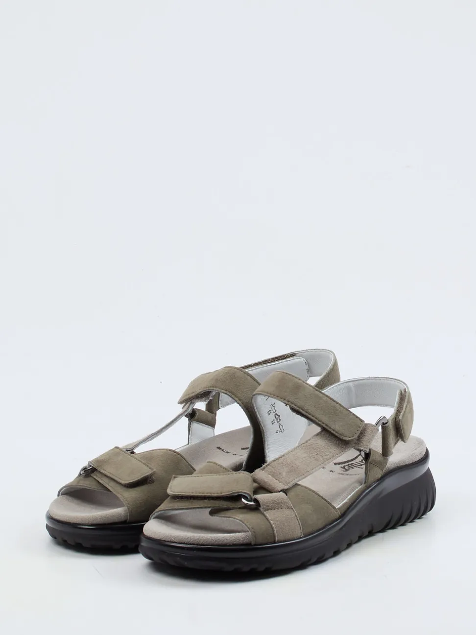Semler – Komfortsandalen aus Veloursleder olivgrau