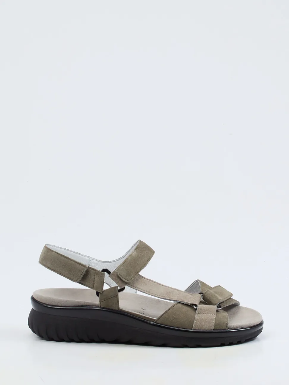 Semler – Komfortsandalen aus Veloursleder olivgrau