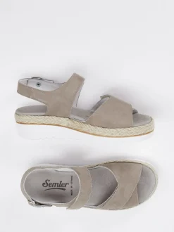 Semler – Komfortsandalen aus Veloursleder taupe