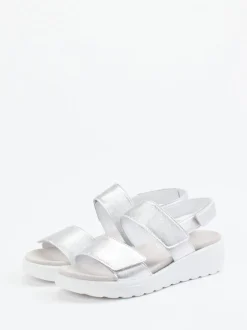 Semler – Komfort-Sandalen aus Metallicleder silber
