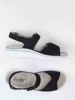 Semler – Komfortsandalen aus Veloursleder Blau