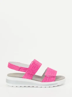 Semler – Komfort-Sandalen aus geprägtem Leder pink