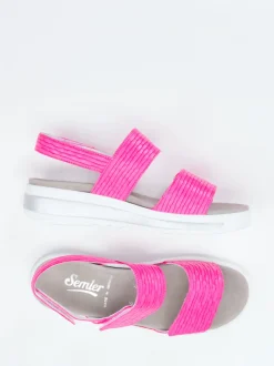 Semler – Komfort-Sandalen aus geprägtem Leder pink