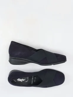 Semler – Komfort-Slipper aus Veloursleder Dunkelblau
