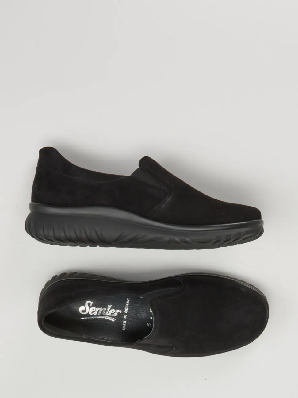 Semler – Komfort-Slipper aus Veloursleder schwarz