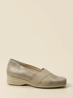 Semler – Komfort-Slipper aus Metallicleder Beige