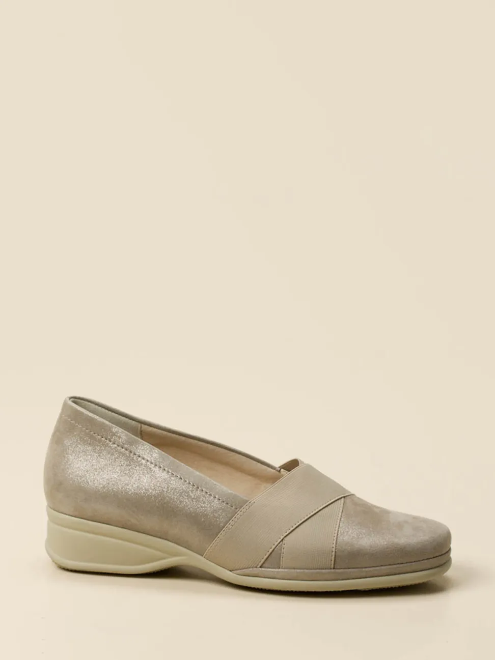 Semler – Komfort-Slipper aus Metallicleder Beige
