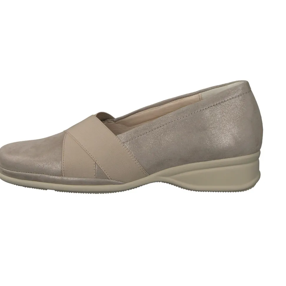 Semler – Komfort-Slipper aus Metallicleder Beige